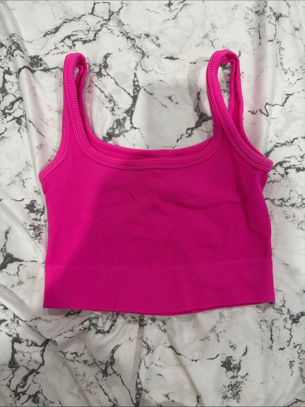 Amazon Bright Pink Ribbed Crop Tank